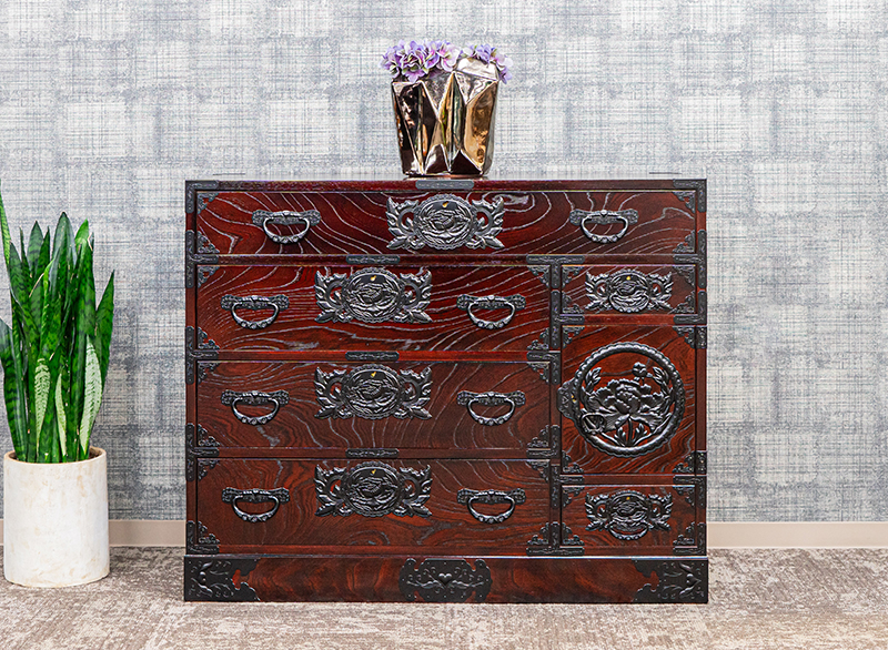 仙台箪笥 三.五尺野郎箪笥 KC-7C 拭き漆塗り